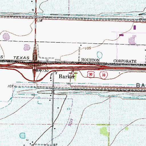 Topographic Map of Harris County Constable's Office Precinct 5, TX