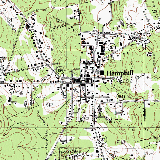 Topographic Map of Hemphill Police Department, TX