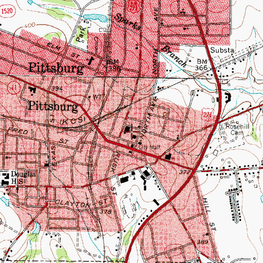 Topographic Map of Camp County Sheriff's Office, TX
