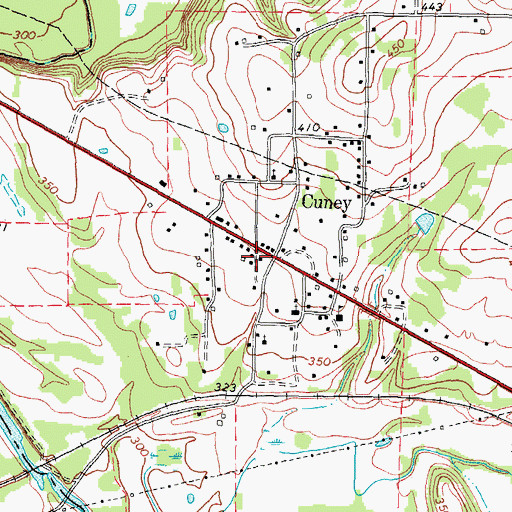 Topographic Map of Cuney Police Department, TX