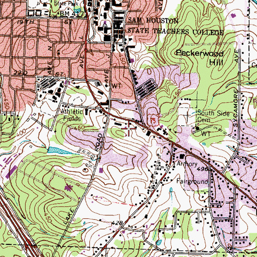 Topographic Map of Sam Houston State University Police Department, TX