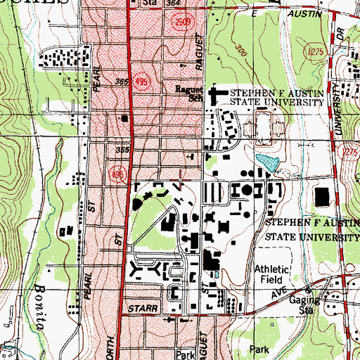 Topographic Map of Stephen F Austin State University Police Department, TX