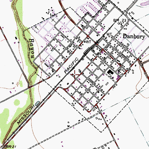 Topographic Map of Danbury Police Department, TX