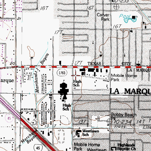 Topographic Map of Galveston County Constable's Office Precinct 3, TX