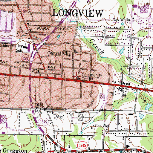 Topographic Map of Gregg County Constable's Office Precinct 2, TX