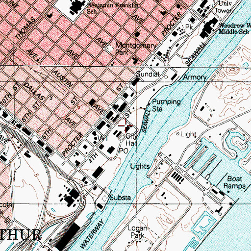 Topographic Map of Jefferson County Constable's Office Precinct 2, TX