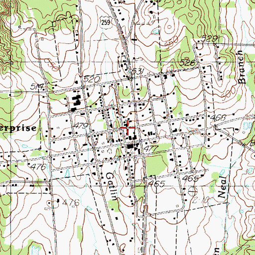 Topographic Map of Mount Enterprise Police Department, TX