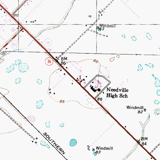 Topographic Map of Needville Independent School District Police Department, TX