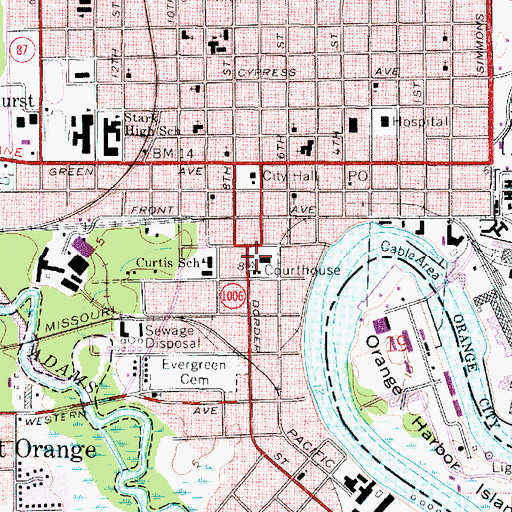 Topographic Map of Orange County Constable's Office Precinct 1, TX