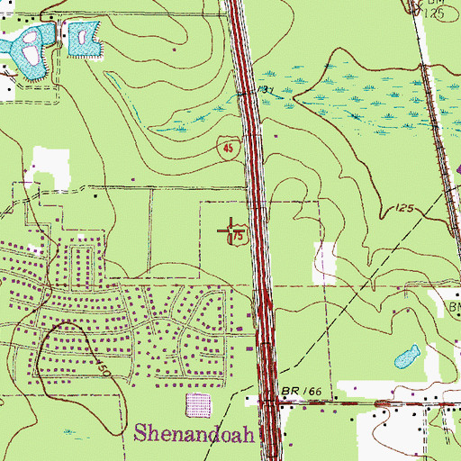 Topographic Map of Shenandoah Police Department, TX