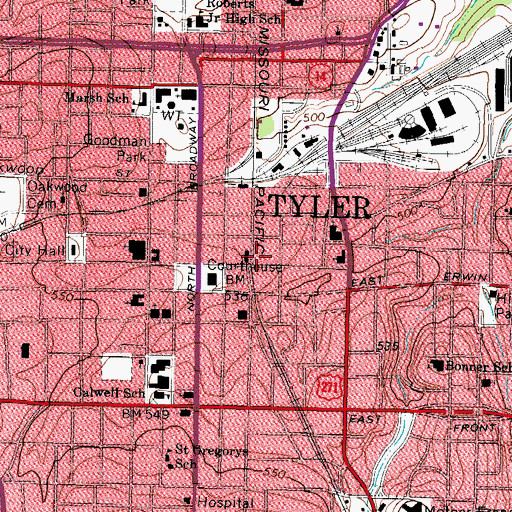 Topographic Map of Smith County Constable's Office Precinct 1, TX