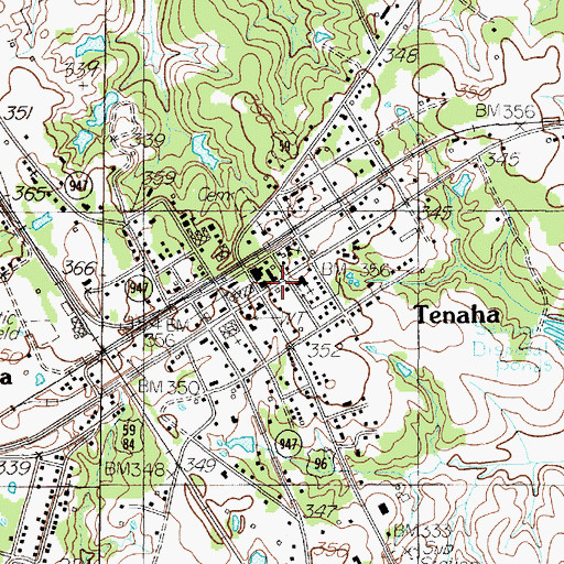 Topographic Map of Tenaha Police Department, TX