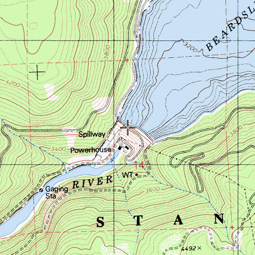 Topographic Map of Beardsley Dam, CA