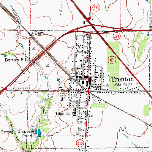 Topographic Map of Trenton Police Department, TX