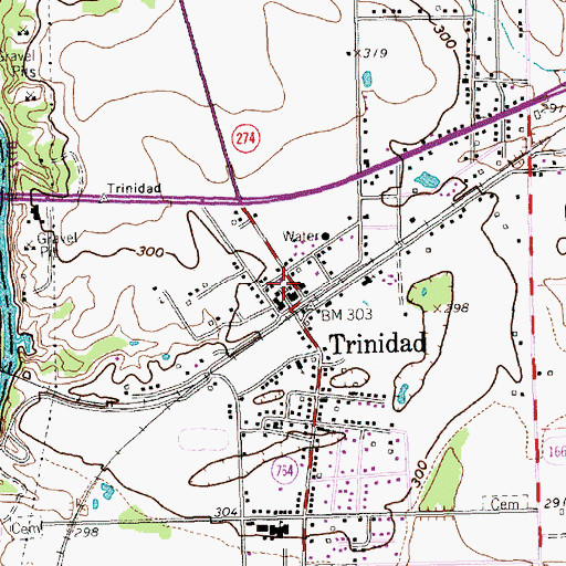 Topographic Map of Trinidad Police Department, TX