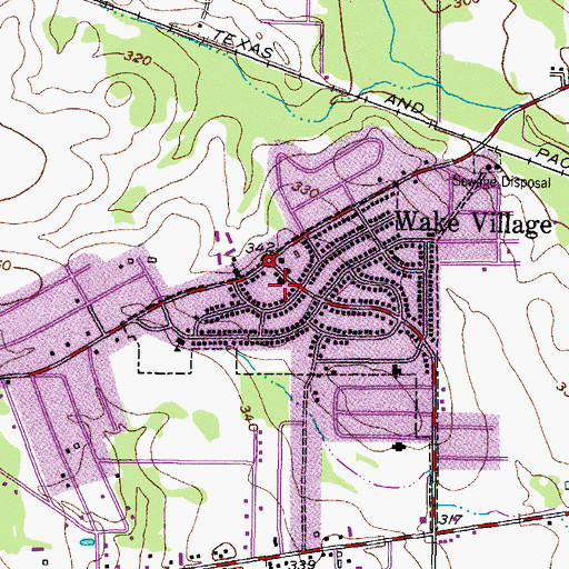 Topographic Map of Wake Village Police Department, TX