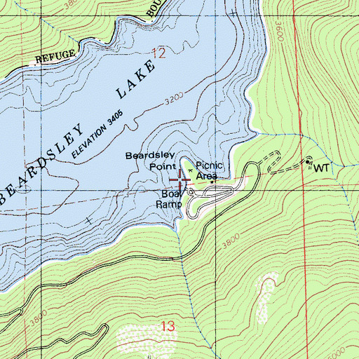 Topographic Map of Beardsley Point Picnic Area, CA
