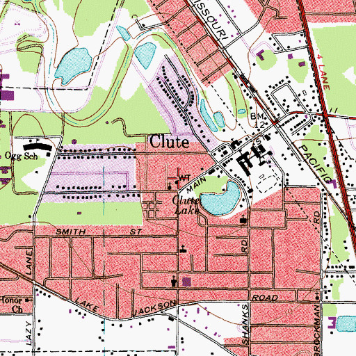Topographic Map of Clute Police Department, TX