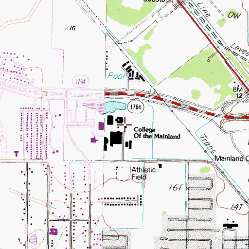 Topographic Map of College of the Mainland Police Department, TX