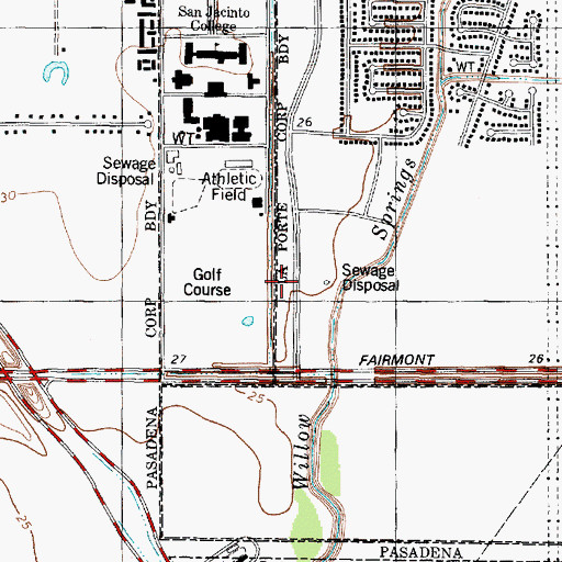 Topographic Map of San Jacinto College Police Department, TX