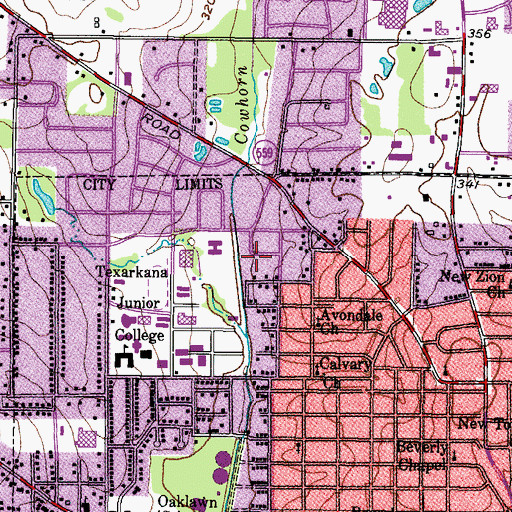 Topographic Map of Texarkana College Police Department, TX