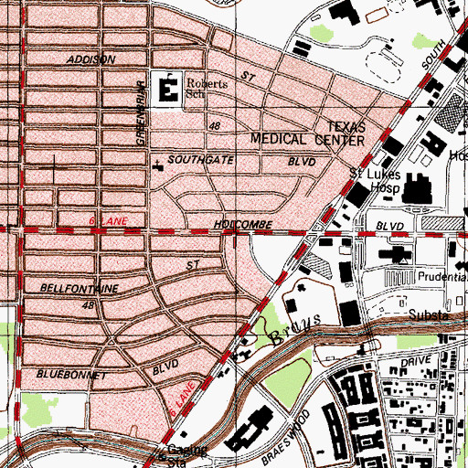 Topographic Map of Texas Medical Center Police Department, TX