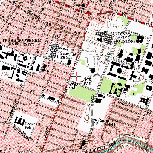 Topographic Map of University of Houston Police Department, TX
