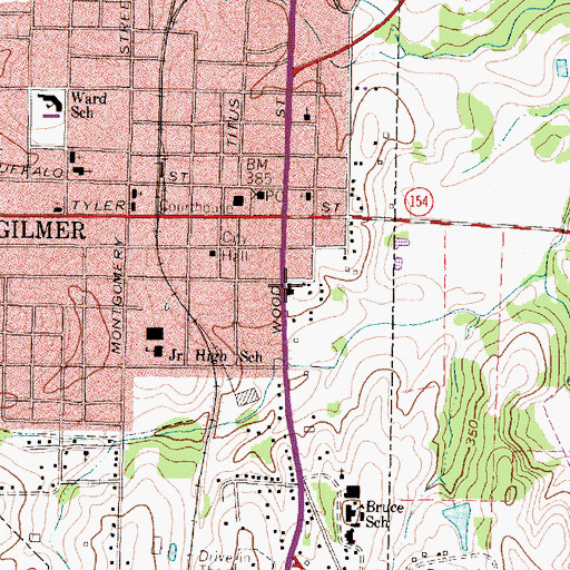 Topographic Map of Upshur County Constable's Office Precinct 1, TX