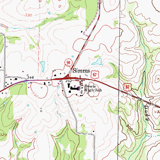 Topographic Map of Bowie County Constable's Office Precinct 4, TX