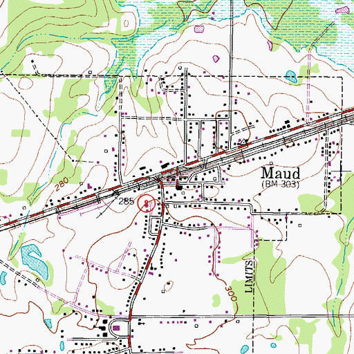 Topographic Map of Bowie County Constable's Office Precinct 5, TX