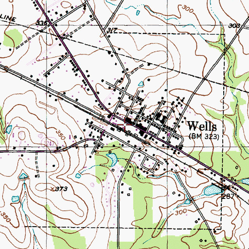 Topographic Map of Wells Police Department, TX