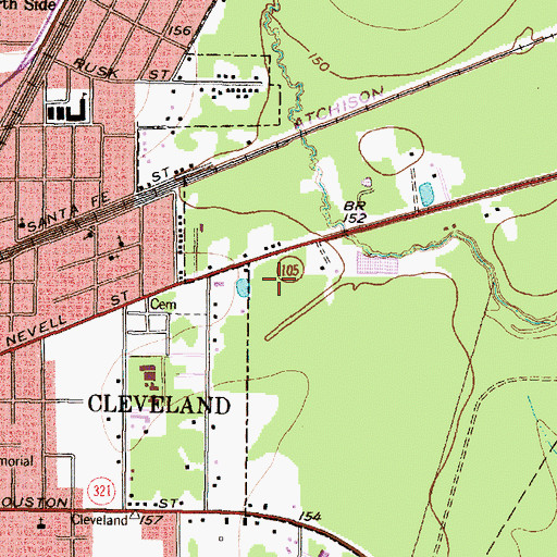 Topographic Map of Liberty County Sheriff's Office, TX