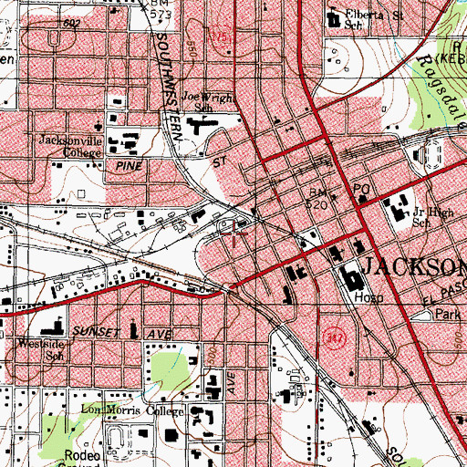 Topographic Map of Cherokee County Constable's Office Precinct 3, TX
