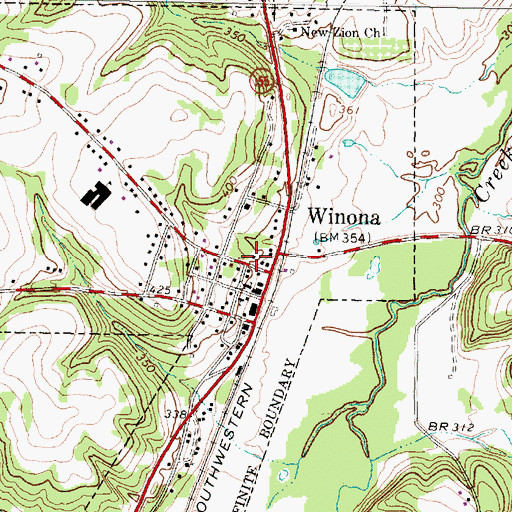 Topographic Map of Winona Police Department, TX