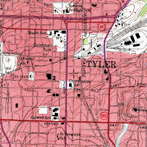 Topographic Map of Smith County Sheriff's Office, TX