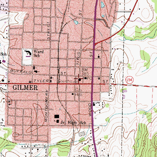 Topographic Map of Upshur County Constable's Office Precinct 4, TX