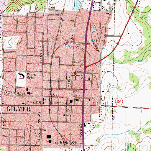 Topographic Map of Upshur County Constable's Office Precinct 2, TX