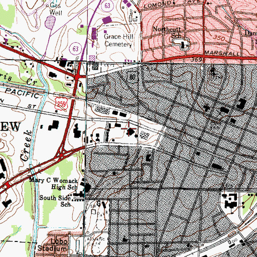Topographic Map of Longview Police Department Investigations Division, TX