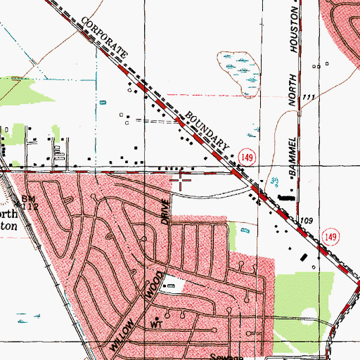 Topographic Map of Harris County Sheriff's Office - Willowood Substation, TX