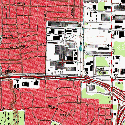 Topographic Map of Houston Police Department - Marq - E, TX