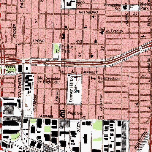 Topographic Map of Houston Police Department - Denver Harbor, TX