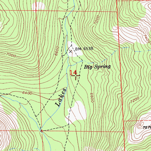 Topographic Map of Big Spring Trail, CA