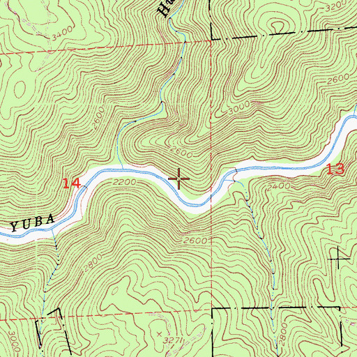 Topographic Map of South Yuba Primitive Campground, CA