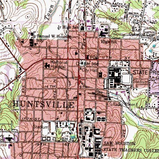 Topographic Map of Walker County Constable's Office Central, TX