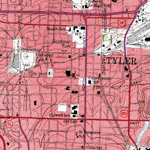Topographic Map of United States Marshal's Office, TX