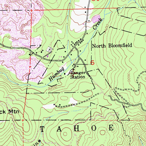 Topographic Map of North Bloomfield Forest Service Station, CA