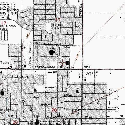 Topographic Map of Pinal County Sheriff's Office Casa Grande Region C, AZ
