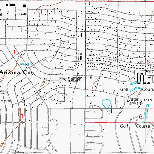 Topographic Map of Pinal County Sheriff's Office Arizona City Region B, AZ