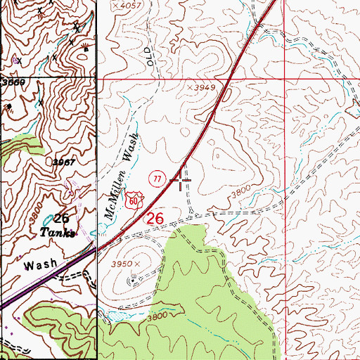 Topographic Map of Arizona State Highway Patrol Globe District 11, AZ