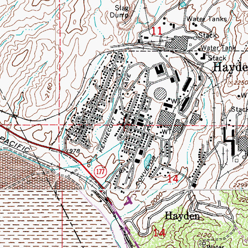 Topographic Map of Hayden Police Department, AZ